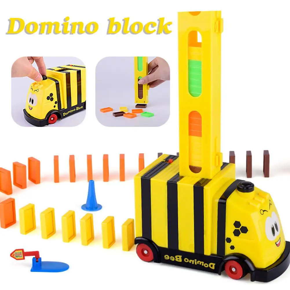 

Motorized Domino Train Car kit Set Up Blocks Elevator Springboard Bridge Set Colorful Bricks Plastic toy gift for children kids