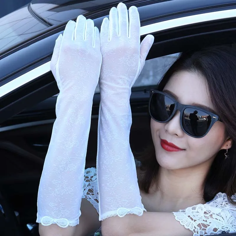 Female summer thin UV protection gloves driving protective gloves