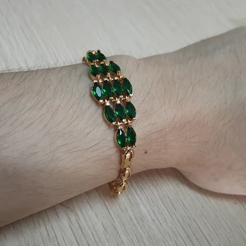 

Trendy Summer New Fashion Hot Green Crystal Jewelry Gold charm bracelet & Bangles for women Gold bracelets for women