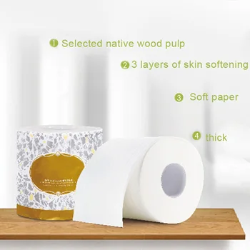 

10 Rolls Toilet Paper 3-ply Bath Tissue Bathroom White Soft for Home Hotel Public