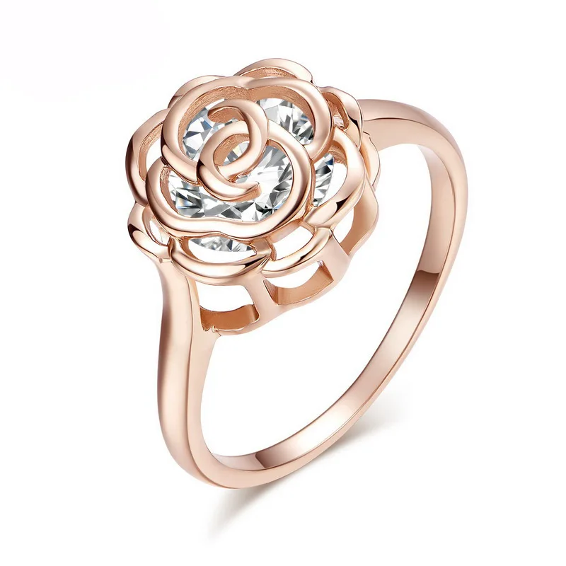 Rose Gold S925 Silver Charm Inlaid Zircon Ring Fashion Jewelry Lady New Gift Jewellery | Украшения и аксессуары