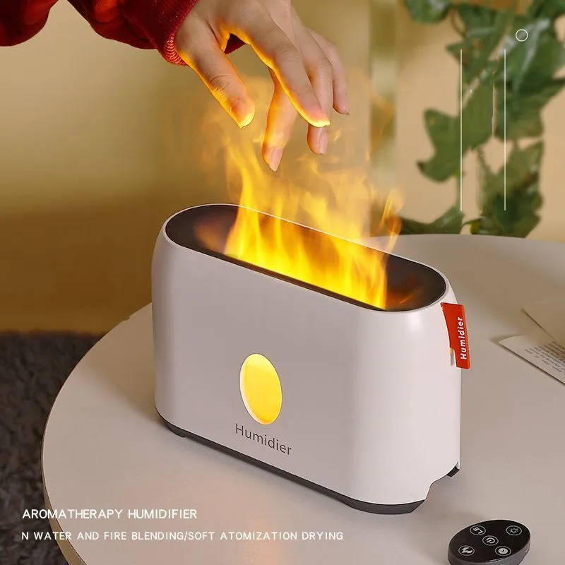USB Flamme Aromatherapie Atmosphäre Tisch Lampe Schlafzimmer Wohnzimmer Auto Luftbefeuchter Drei-geschwindigkeit Fernbedienung Timing Nacht Licht_voghion.com