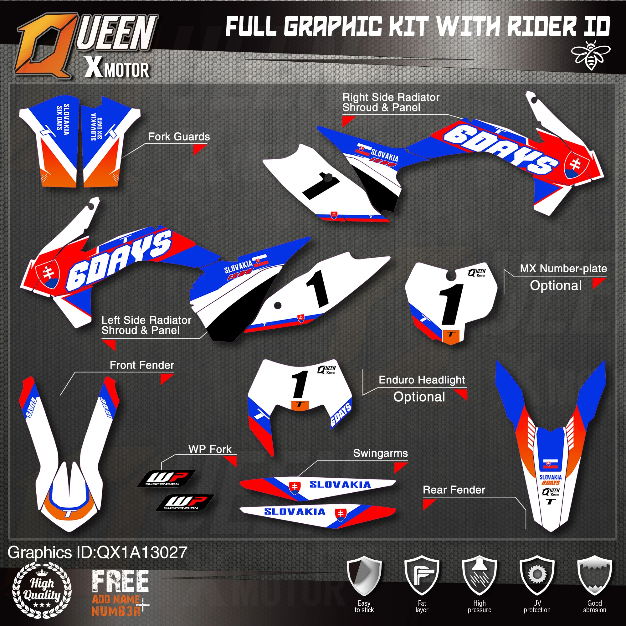 QUEEN X MOTOR Custom Team графические наклейки 3M Набор наклеек для KTM 2013 2014 2015 SX SXF 2016 EXC XC W