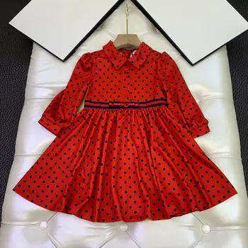 

winter New fashion design children clothes girl's Polka Dot printed Dress long sleeve boutique dress kids party outfit