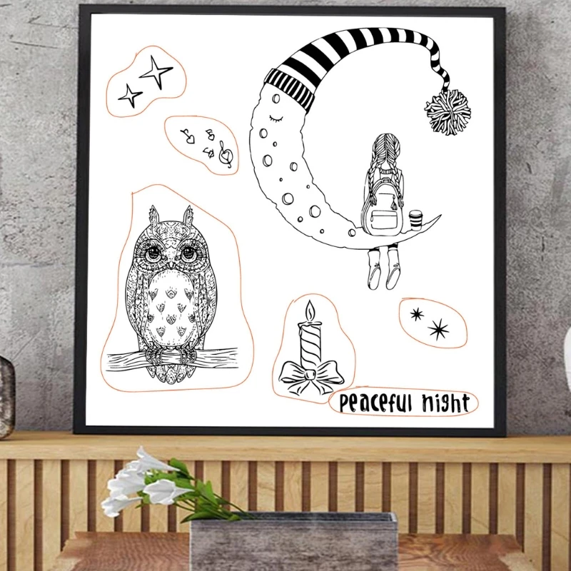 

Peaceful Night DIY Silicone Clear Stamp Cling Seal Scrapbook Embossing Album Decor Craft