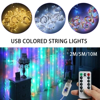 2/5/10M Usb Led Gordijn String Lights Flash Fairy Guirlande Afstandsbediening Voor Nieuwe Jaar Kerst outdoor Bruiloft Home Decor
