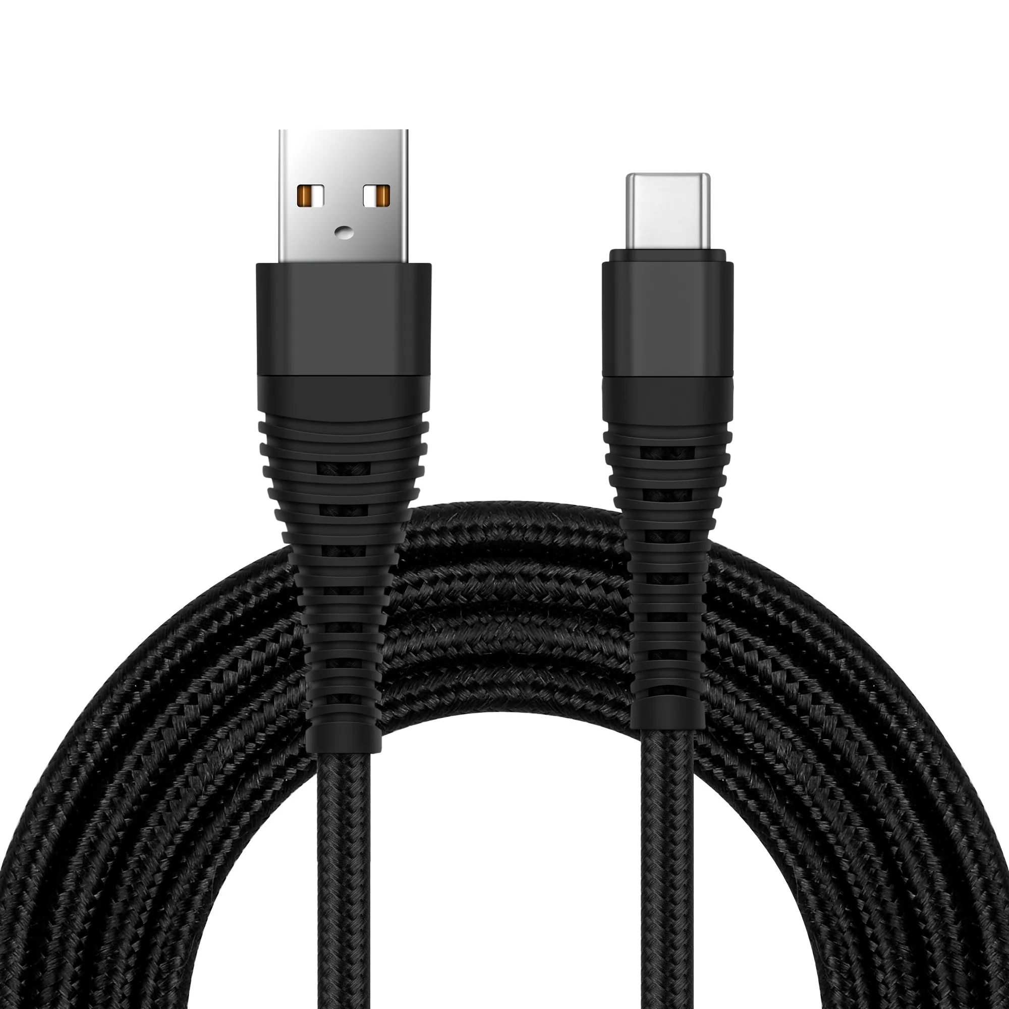1-3 м сверхмощный Micro/IOS/type-C Плетеный 2A кабель для быстрой зарядки для samsung LG - Цвет: USB-C(Black)
