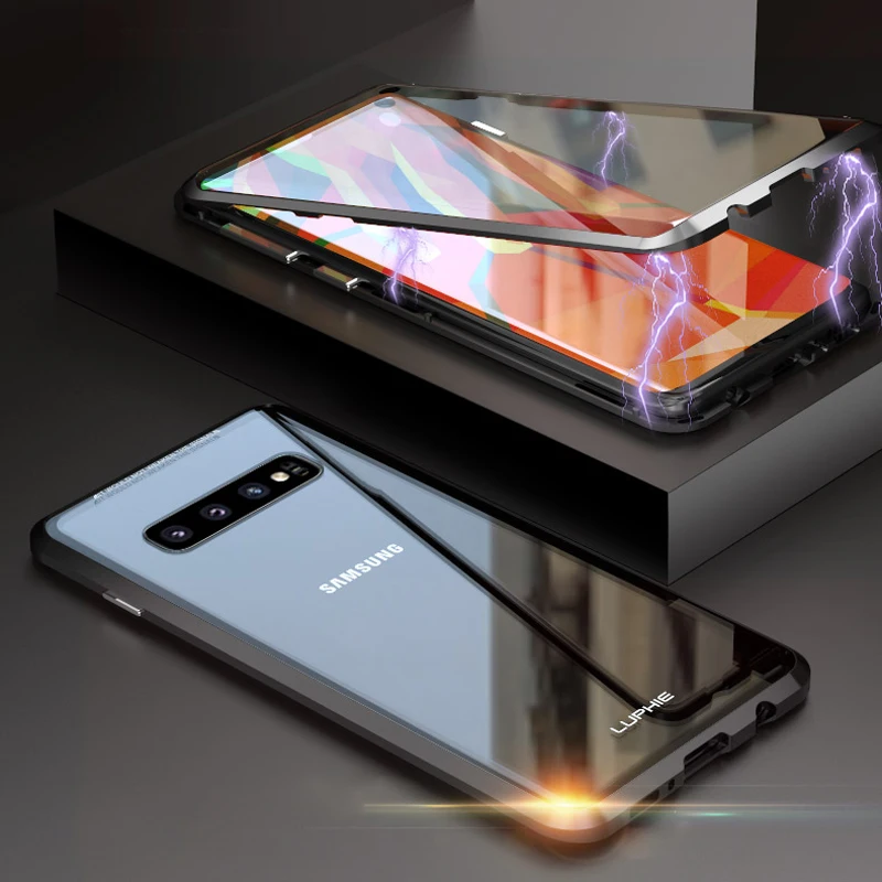 Полный защитный чехол для samsung Galaxy S10 Plus S9 Note 10 9 Plus Pro Магнитный чехол-бампер 360 из закаленного стекла