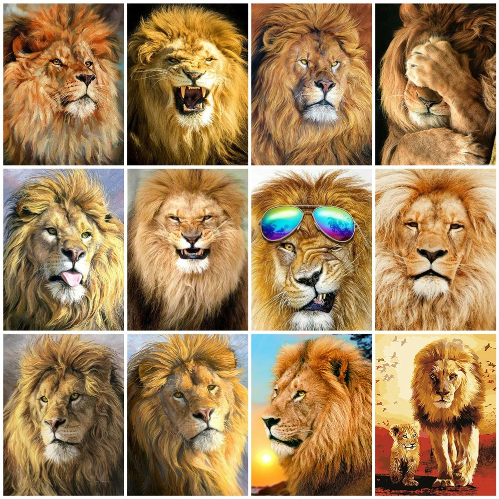 HUACAN DIY Pictures By Numbers Drawing On Canvas Paint Number Animal Hand Painted Painting Lion Art Gift Kits Home Decor | Дом и сад