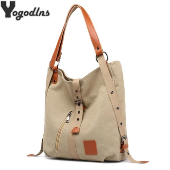 

Canvas Women Shoulder Bags High Quality Multifunction Women Back Pack For Students School Travel Bags Large Capacity Handbags