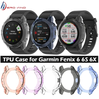 

For Garmin Fenix 6 6s 6x Pro TPU Watch Case Cover Smart Bracelet Protective Frame Shell Replacement Shockproof Clear Watch Cases
