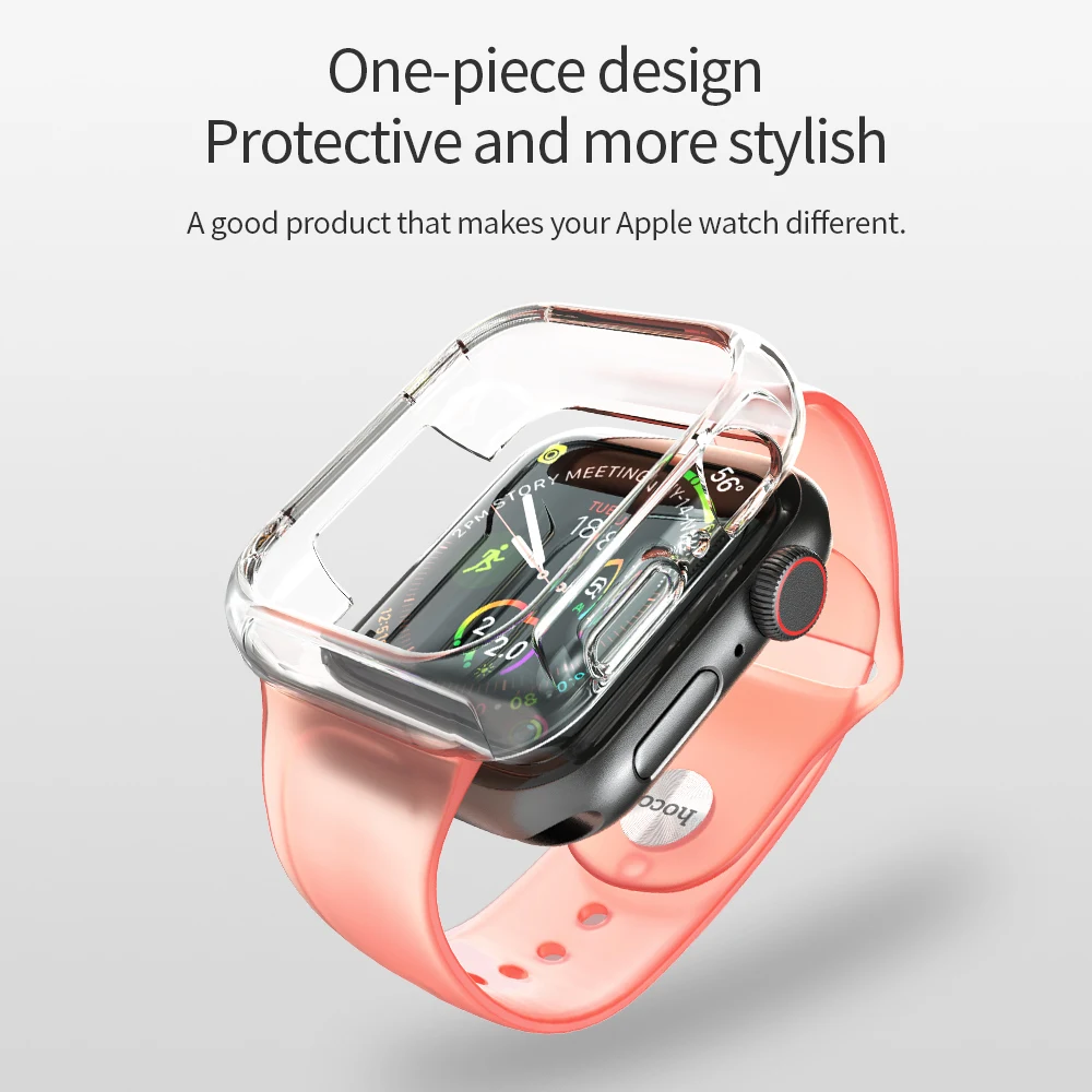 Hoco мягкий силиконовый ремешок для apple watch+ чехол 38 мм 42 мм 44 мм 40 мм спортивный браслет резиновый ремешок для apple watch 5 4 3
