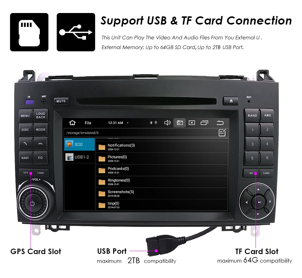 Perfect PX5 Android 9.0 8Octa Core 4G RAM 64G ROM GPS Navi 7" Car DVD Multimedia for Benz A W169/B W245/B200/Viano/Vito/W906 with Radio 23