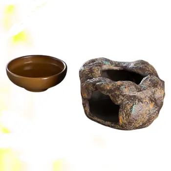 

1 Set Vintage Ceramic Coarse Pottery Tea Warmer Teapot Heater Teaware Accessories Mug Heating Stove