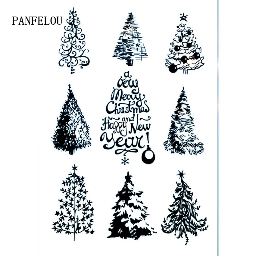 PANFELOU 11*16 Рождественская елка прозрачный силиконовый прорезиненный прозрачные штампы Скрапбукинг/Сделай сам Рождество Счастливый год свадебные карточки