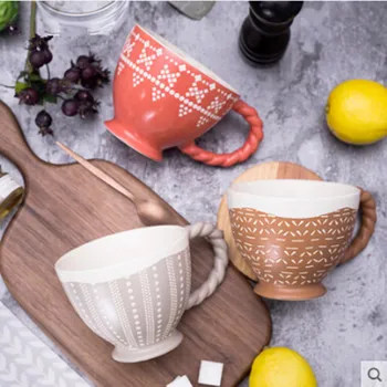 

Scandinavian milk cup oatmeal bowl breakfast cup ceramic mug large water cup creative trend teacup cute mug mugs Gift CL09281055