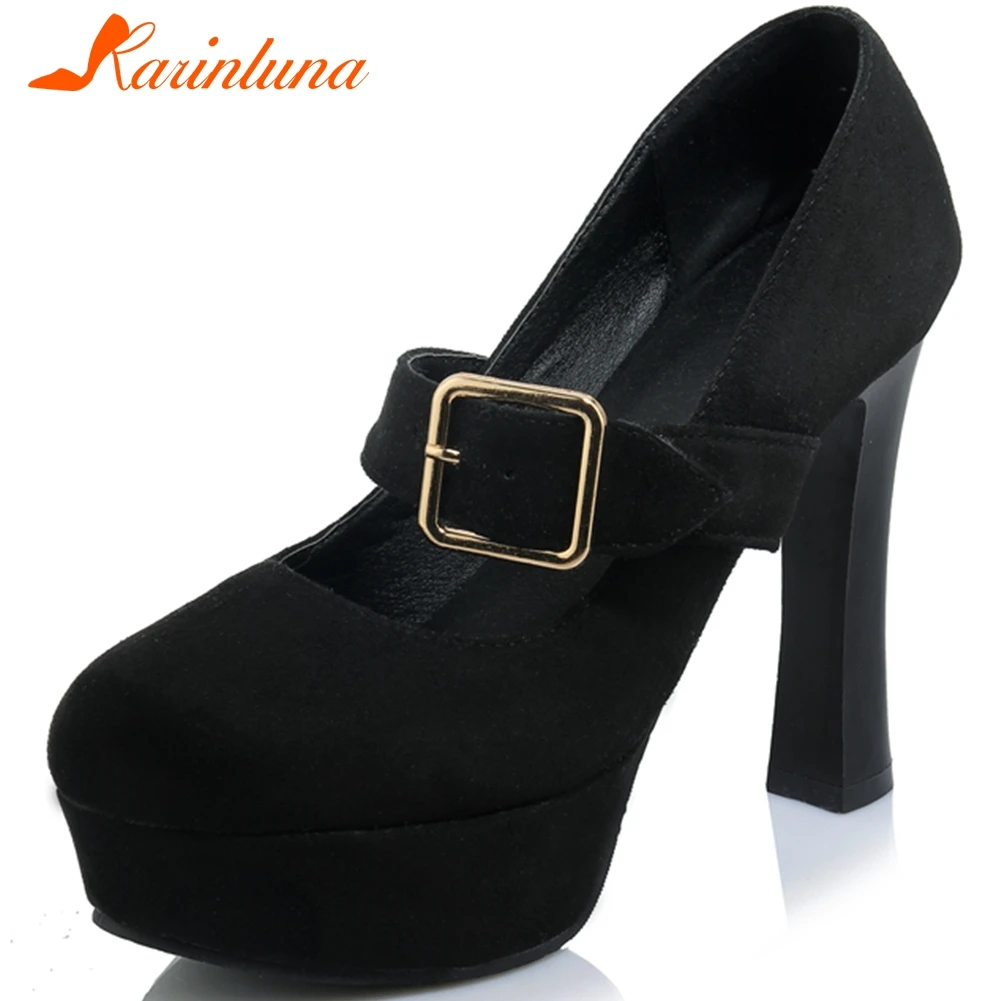 

KARINLUNA Elegant Spring Female Party Wedding Office Pumps Platform Buckle Strap Round Toe High Heels Pumps Women Shoes Woman