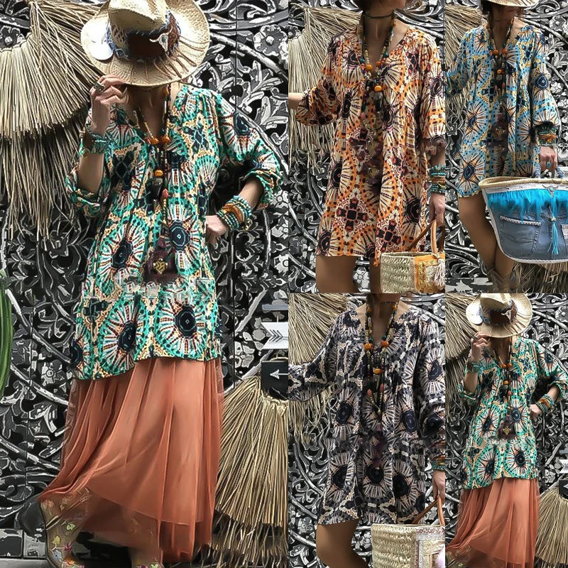 

Pregnancy Dress New Wave Point Seven-point Sleeve Dresses Woman Party Night Boho Style Maternity Clothe Clothes V-neck