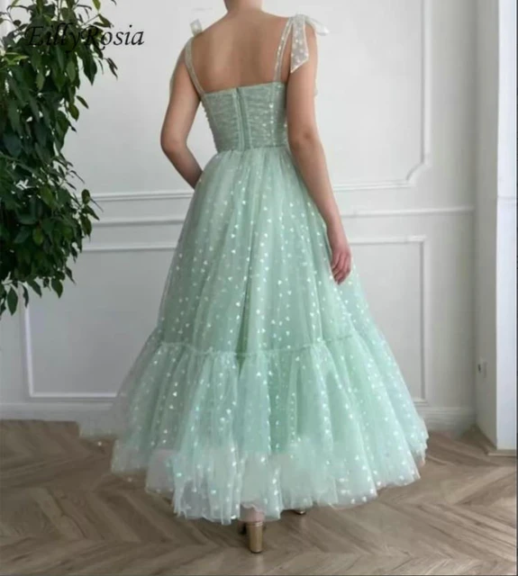 Vestido De Graduación Verde Menta Para Niñas, Vestido De Graduación, Largo Hasta El Tobillo, Escote Corazón, Malla, Para Celebridades De Baile - AliExpress