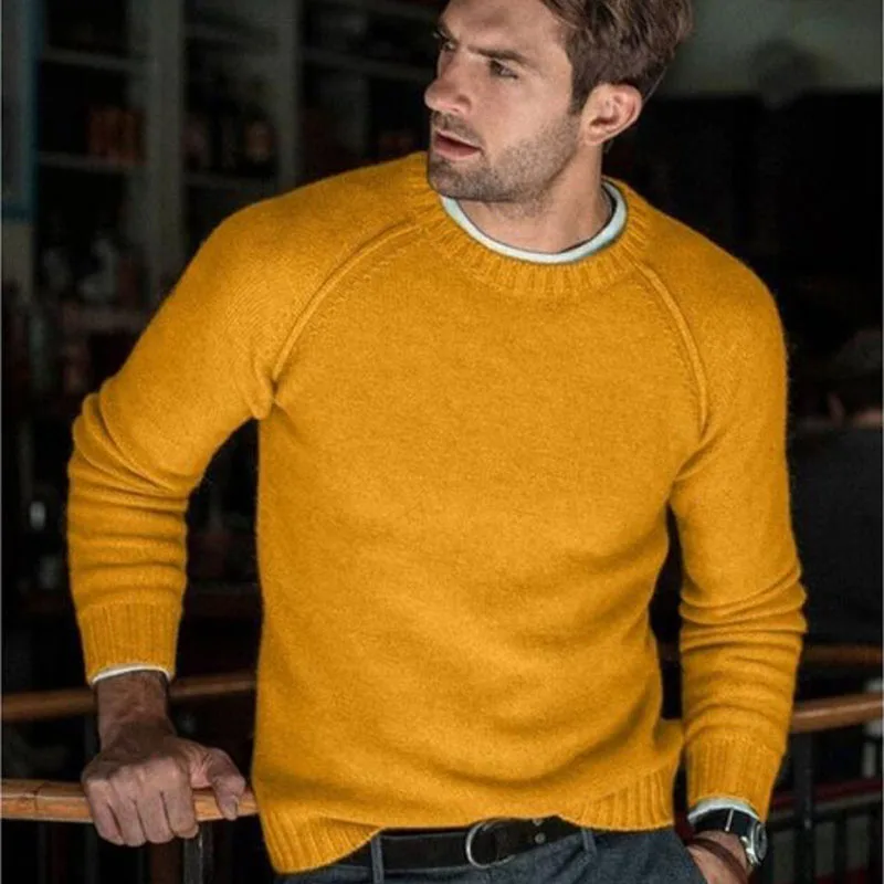 

Autumn Winter Solid Sweater Men New Casual Slim Fit Mens Knitted Sweaters Comfort O-Neck Knitwear Pullover Men S-3XL Pull Homme