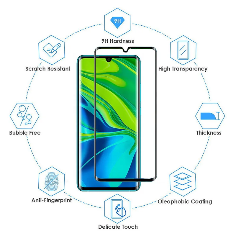 Комплект из 2 предметов, с уровнем твердости 9H закаленное Стекло для Xiaomi mi CC9 Pro Чехол с полным покрытием Стекло мобильного телефона аксессуары, защита экрана Защитная пленка для mi Примечание 10