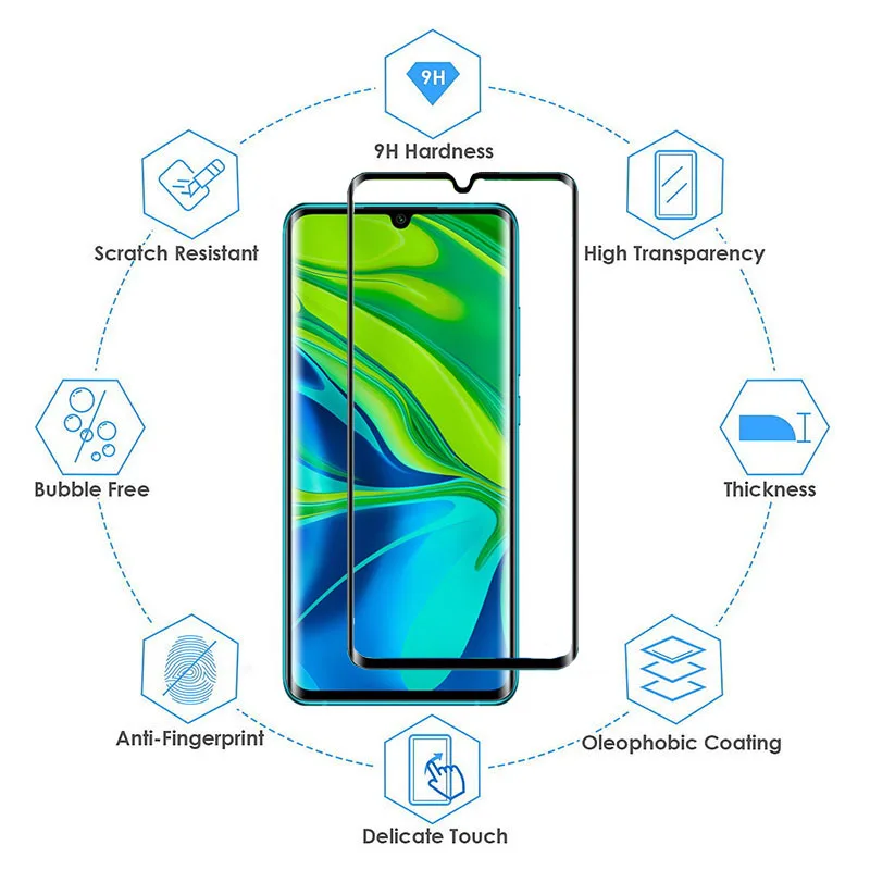 2Pcs 9H Tempered Glass For Xiaomi Mi CC9 Pro Case Full Cover Glass Mobile Phone Accessories Screen Protector Film For Mi Note 10