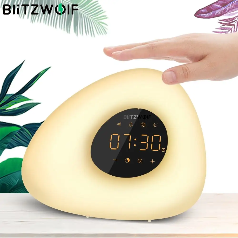 

BlitzWolf BW-LT23 RGB 3000K Dimmable Night Lamp Smart Home Touching Control Wake Up Light Alarm Clock with Sunrise & Sunset Mode