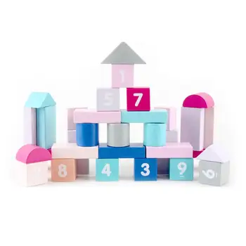 

50Pcs/Set Wooden Macaroon Blocks Construction Building Numbers Learning Toy New