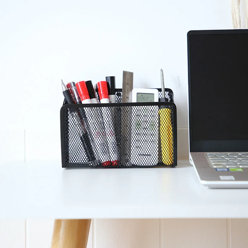 Magnetic Pen Holder 2 Spacious Compartment Magnetic Storage Basket Storage Box Super Magnet Perfect Mesh Pen Holder Can Accommod