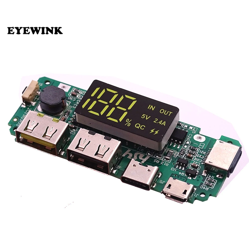 Светодиодный внешний аккумулятор Micro/Type-C/Lightning с двумя USB-портами 5 В 2 4 А зарядная