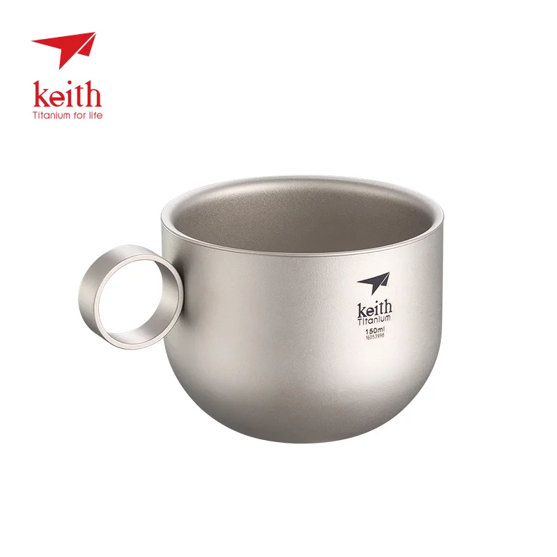 Keith 150 мл титановая кофейная чашка с ложкой портативная Ультралегкая водная