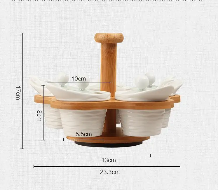 6 шт./компл. бамбуковое дерево Китайская керамика приправа набор банок Солонка и перечница с дырочками сверху приправа спреи кухонная утварь специй