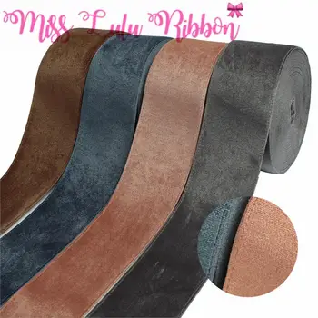 

3"75mm Solid Korea Velvet Ribbon Autumn Winter DIY Hair Bowknots 20yards/roll Cloth Sewing Material Grey Brown Party Decor