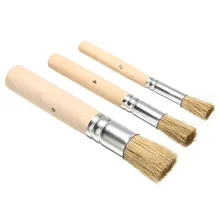 3 шт./компл. прочный свиной щетиной(Стоматологическая полировальная щетка); 3 размера; деревянный трафаретные кисти ручка товары для рукоделия для обучения нанесению акрила картина маслом