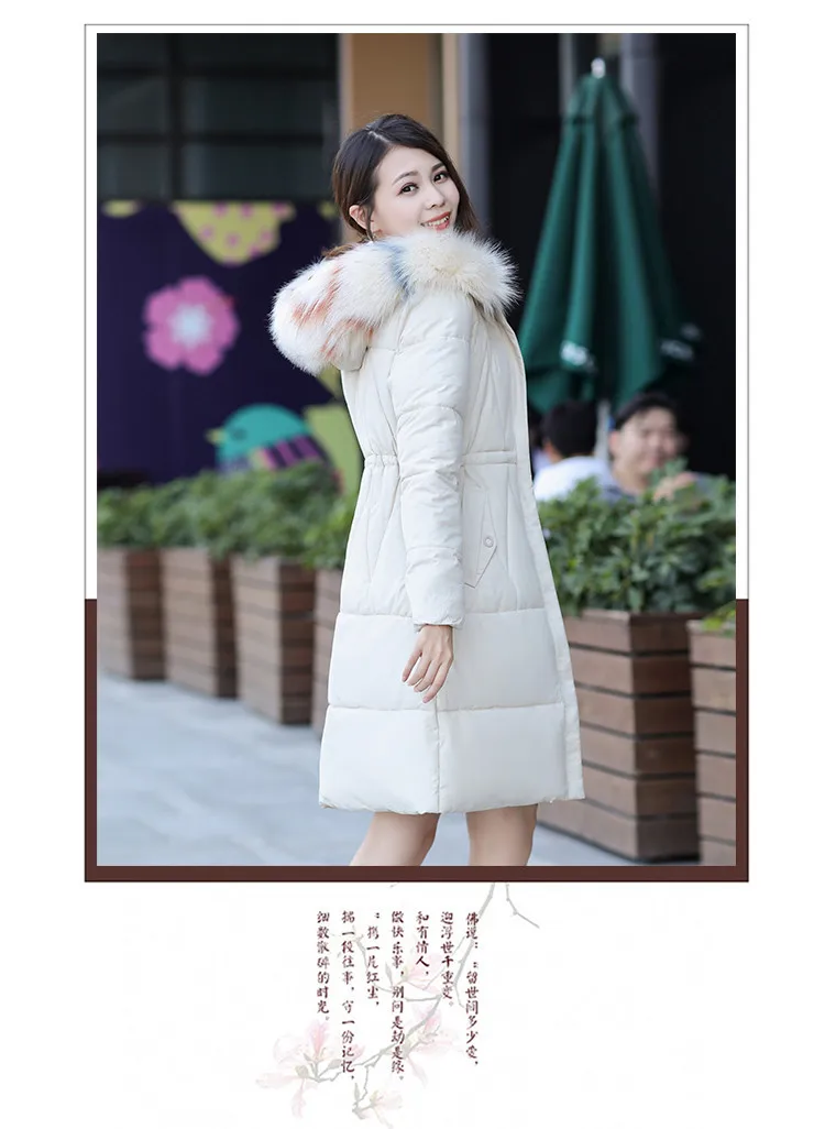 Winter New Style WOMEN'S down Jacket Korean-style Slim Fit Thick-Fox Large Fur Collar Mid-length Large Size Cotton Coat