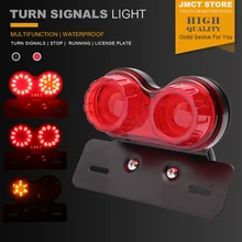 Universal Motorcycle Rear Turn Signals Flashing Led Light Tail Stop Brake Running Indicators License Plate Taillight Moto Tuning