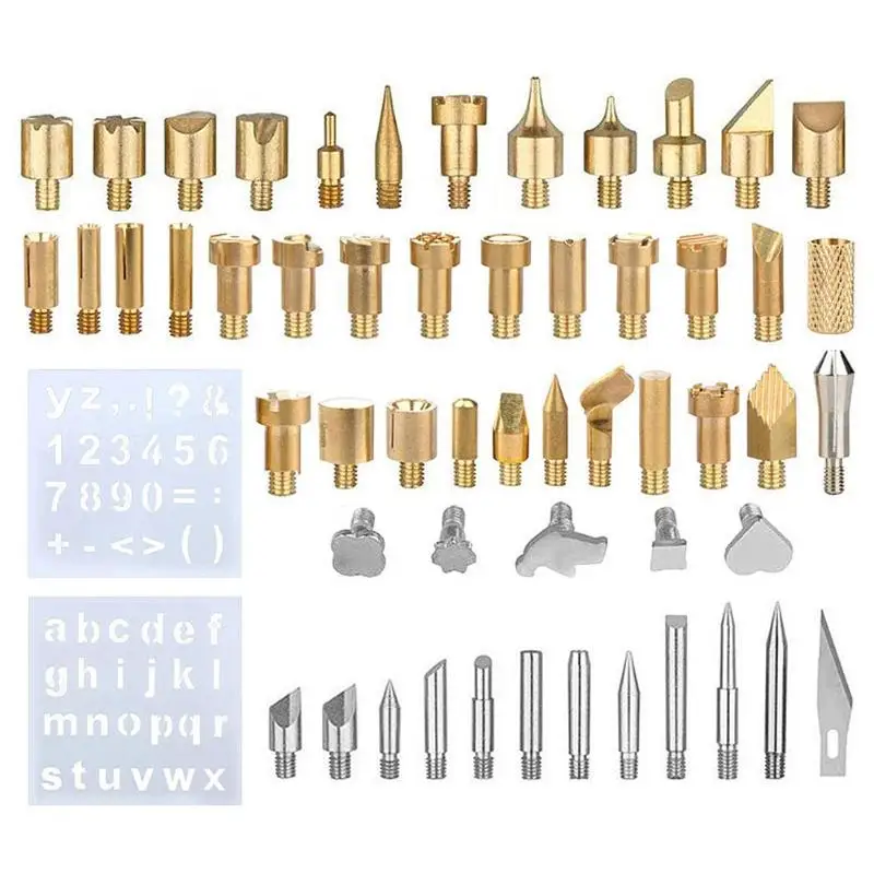 Electric Soldering Iron Tip 57pcs/set for Pyrography Woodworking Carving Stencil Rugged Durable with Long Lasting Life