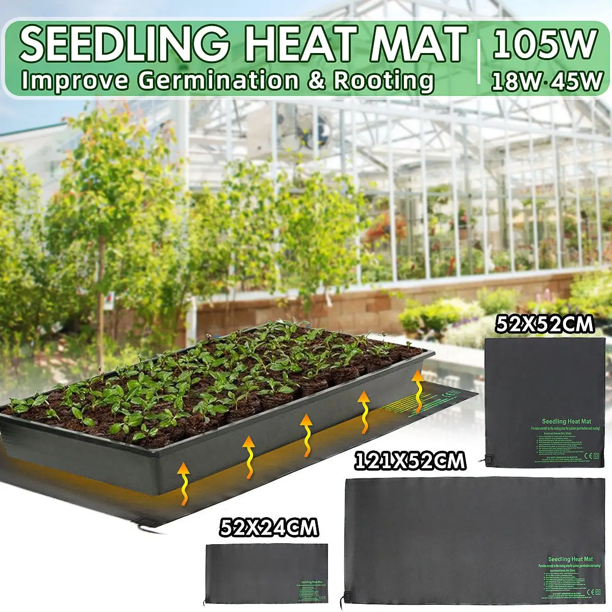 105 Вт 52x121 см нагревательный коврик для рассады водонепроницаемый проращивающий растение размножение клон пусковая площадка тепловой коврик Садовые принадлежности