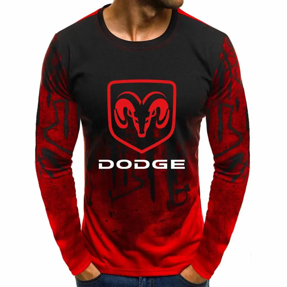 Градиентный пуловер с круглым вырезом, свитшоты Dodge Car, с логотипом, повседневные хлопковые мужские толстовки, хип-хоп Harajuku, мужская одежда
