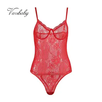 

Varsbaby Summer Women Floral Embroidery Sexy See Through Comfortable Bodysuit