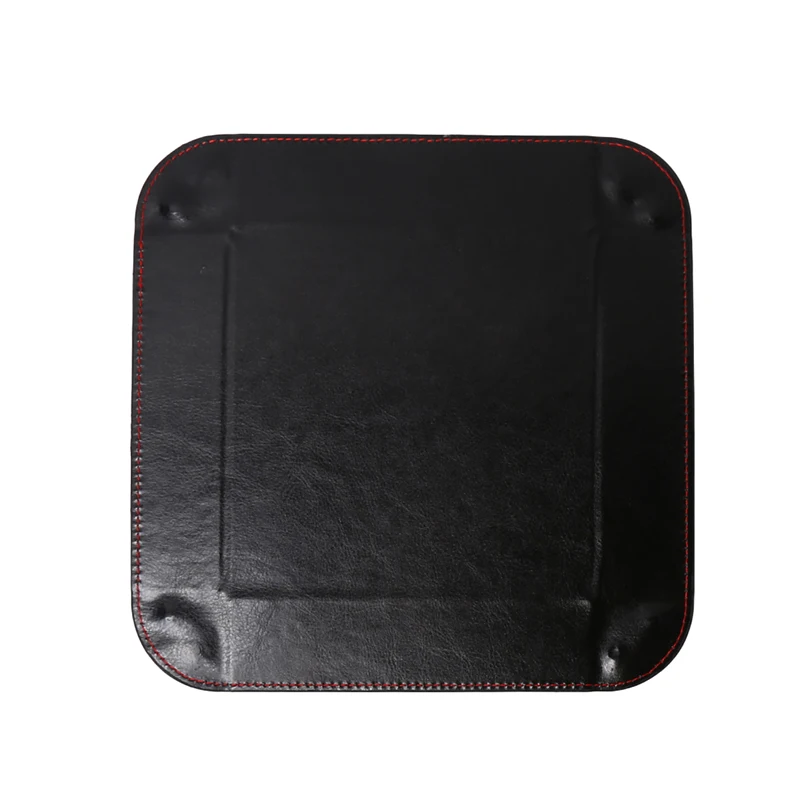 Creative PU Leather Foldable Storage Tray Phone Key Wallet Coin Desktop Storage Sundries Tray Accessories For Groceries And Key