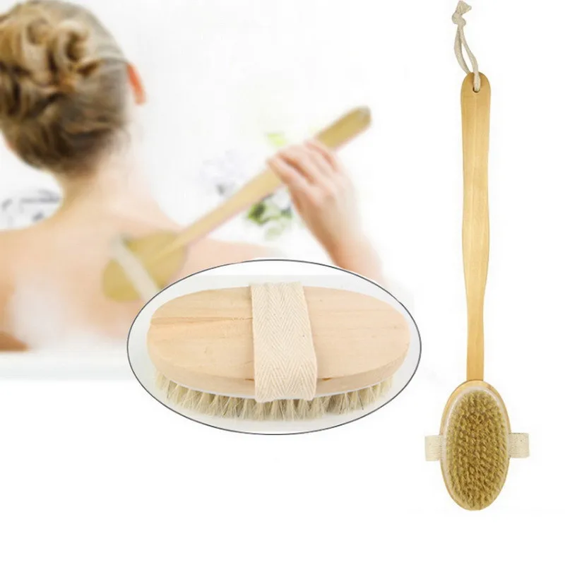 Bathroom Body Brushes Long Handle Bath Natural Bristles Brushes