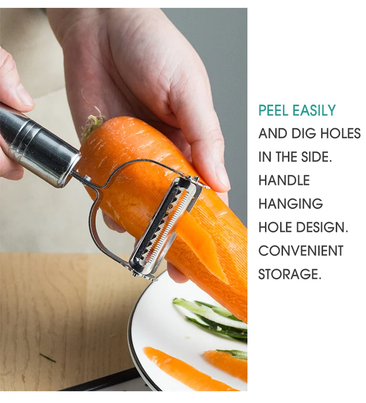 

Stainless Steel Melon And Fruit Multifunctional Planer Vegetable Peeler kKtchen Multifunctional Cutter Double Head Peeler