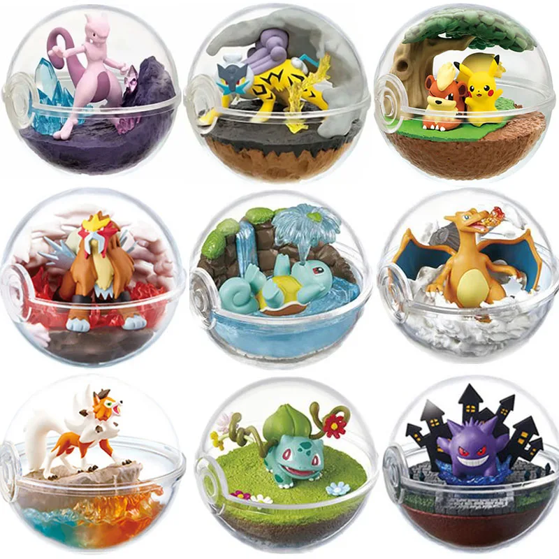 6 Pz/Set Pokeballs Trasparenti Con Cubone Charizard Squirtle Pikachu Pokemon Anime Action Figure Giocattoli Pokemon Giocattoli Regali Per Bambini