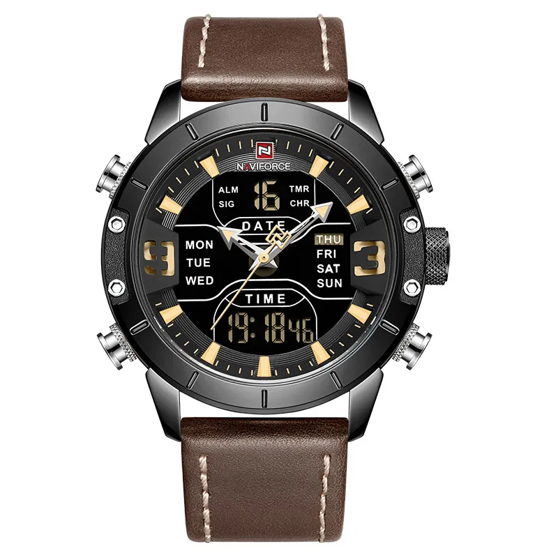 Люксовый бренд NAVIFORCE Модные кварцевые мужские часы военные наручные часы спортивные мужские часы светодиодный цифровые водонепроницаемые часы Reloj HOmbre