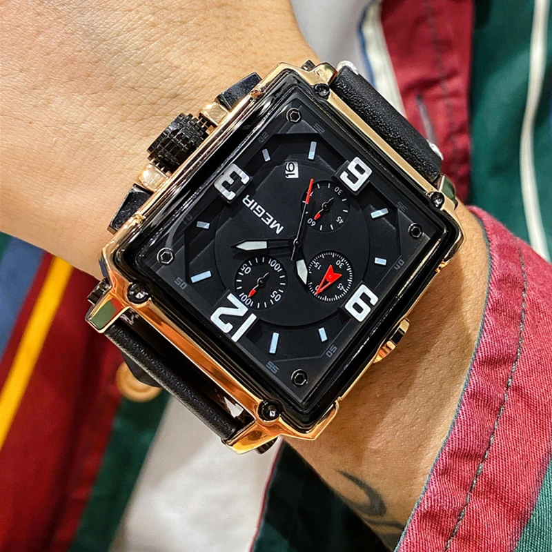 Quartz Watches Army MEGIR Creative Luxury Chronograph Clock Men Military Sport Top-Brand