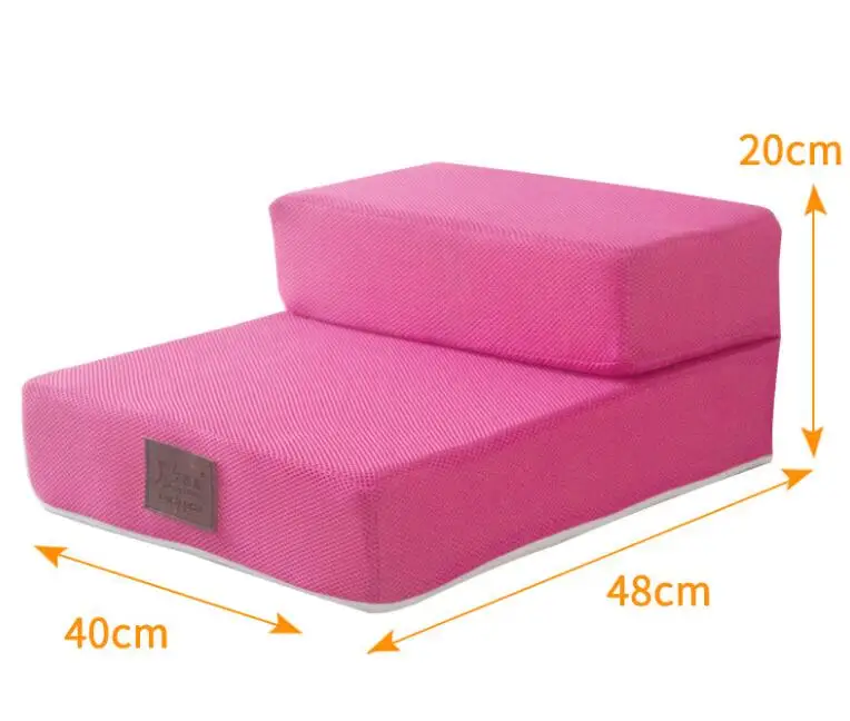 pink 3 ступени кошка собака лестница для животных для маленьких собак противоскользящая губка Съемная складная кровать для собак лестница для домашних животных пандус лестница - Цвет: pink