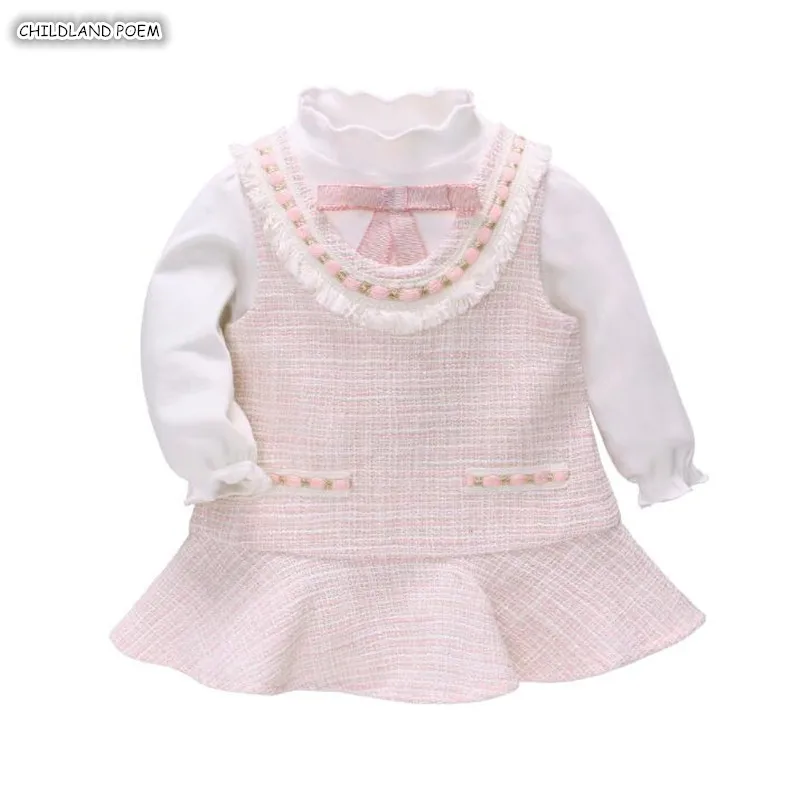 

Baby Girl Clothes Autumn Spring Newborn Baby Clothes Set Princess 1st Birthday Baby Girls Dress + T shirt 2pcs Cotton Baby Dress