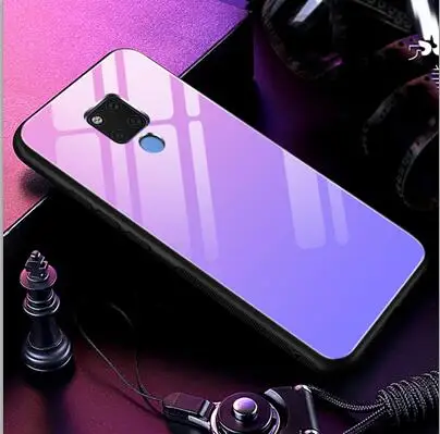 Чехол из закаленного стекла для huawei mate 20X20 x градиентный цвет задняя крышка для huawei mate 20X Мягкие силиконовые чехлы для телефонов mate 20X - Цвет: Фиолетовый