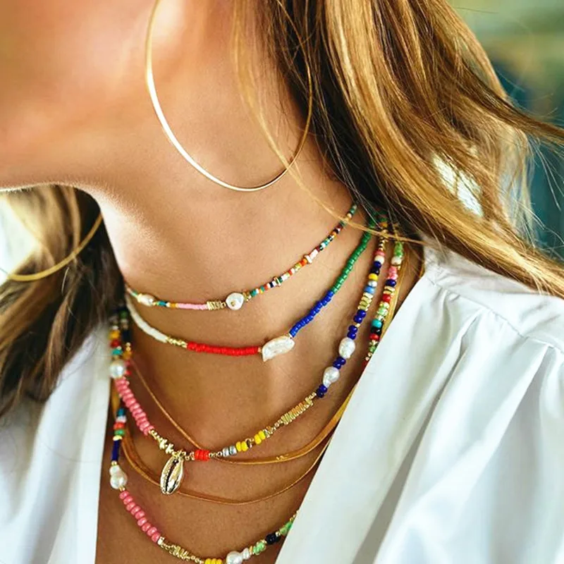 Boho Puka, натуральный Каури, ожерелье в виде ракушки, для женщин, массивные жемчужные барочные ювелирные изделия, колье-чокер, ювелирные изделия